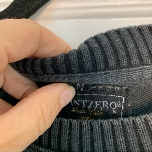 Vintage 90’s Grey Sweater Distressed Argyle Cotton Print Men’s size Medium - Picture 5 of 15